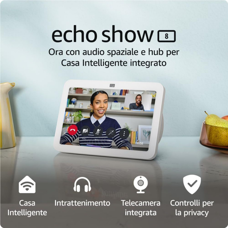 Echo Show 8 (3 Gen) | HD Smart Touch Display with Spatial Audio, Smart Home Hub, and Alexa | Frost White