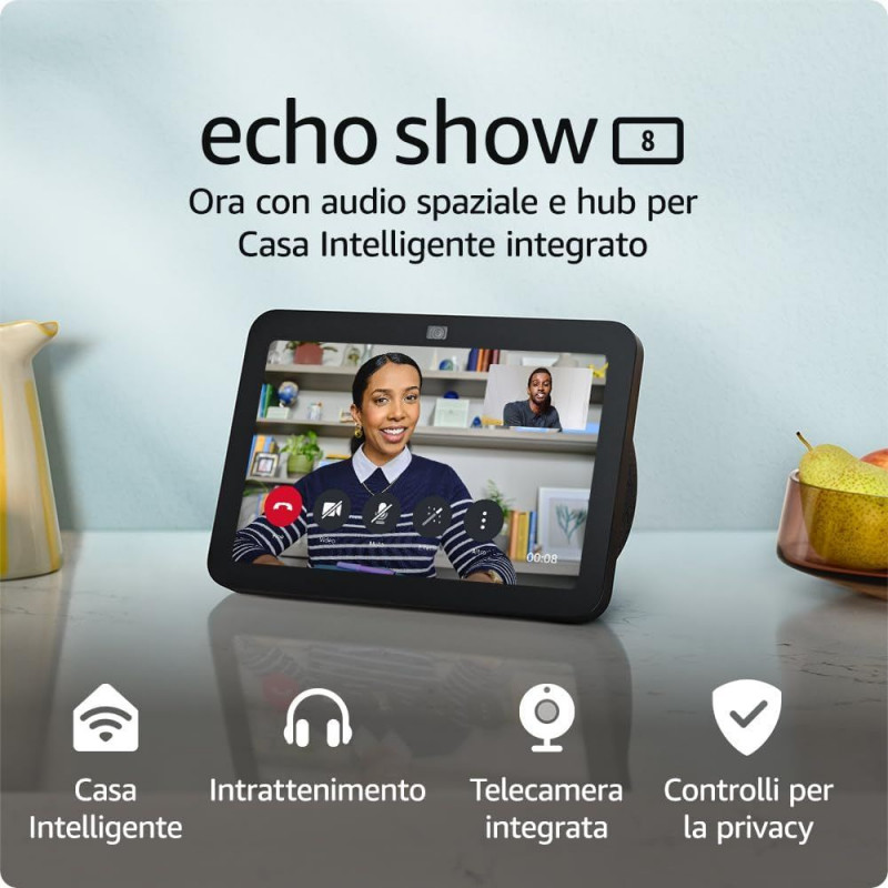 Echo Show 8 (3 Gen) | HD Smart Touch Display with Spatial Audio, Smart Home Hub, and Alexa | Charcoal