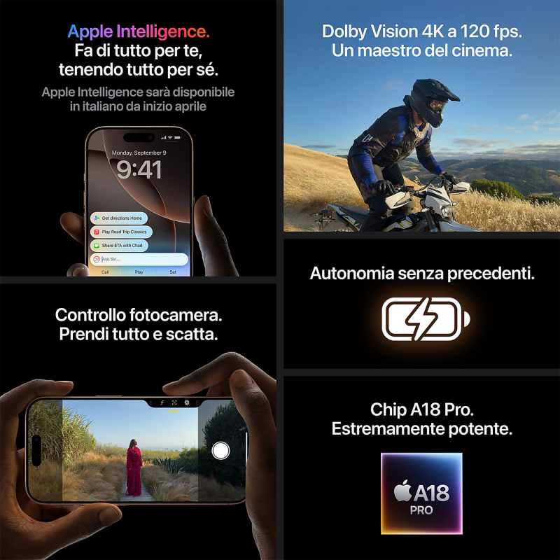 APPLE iPhone 16 Pro 1TB - Titanio naturale APPLE iPhone 16 Pro 1TB - Titanio naturale